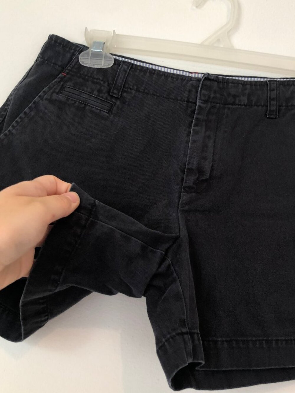 TOMMY HILFIGER Solid Black 100% Cotton Five Pocket Chino Shorts 4 in 4" In sz 4 - Picture 6 of 8